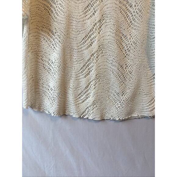 Daytrip‎ Women’s M Boho Chic Stretch Lace Mesh Cream Raw Top Beach Cover Up - Picture 3 of 9